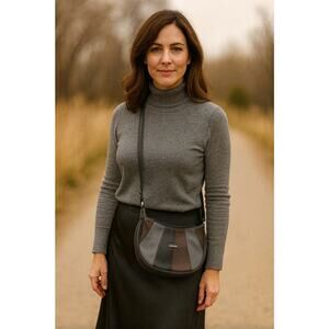 VTG Marc Chantel Leather PatchworkPiece Crossbody Purse Black GrayBrownBurgundy